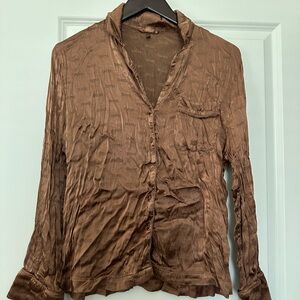 SKIMS Brown Button-Up Pajama set